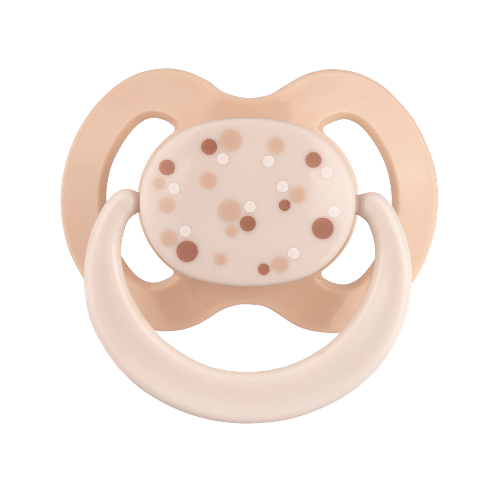 Babynova - Silicone Soother With Ring - Beige - 2 Pc Set