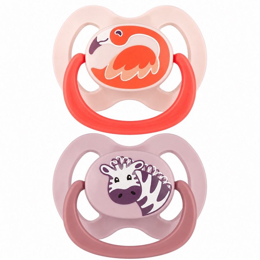 Babynova - Orthodontic Silicone Soother With Ring - Multicolor - 2 Pc Set