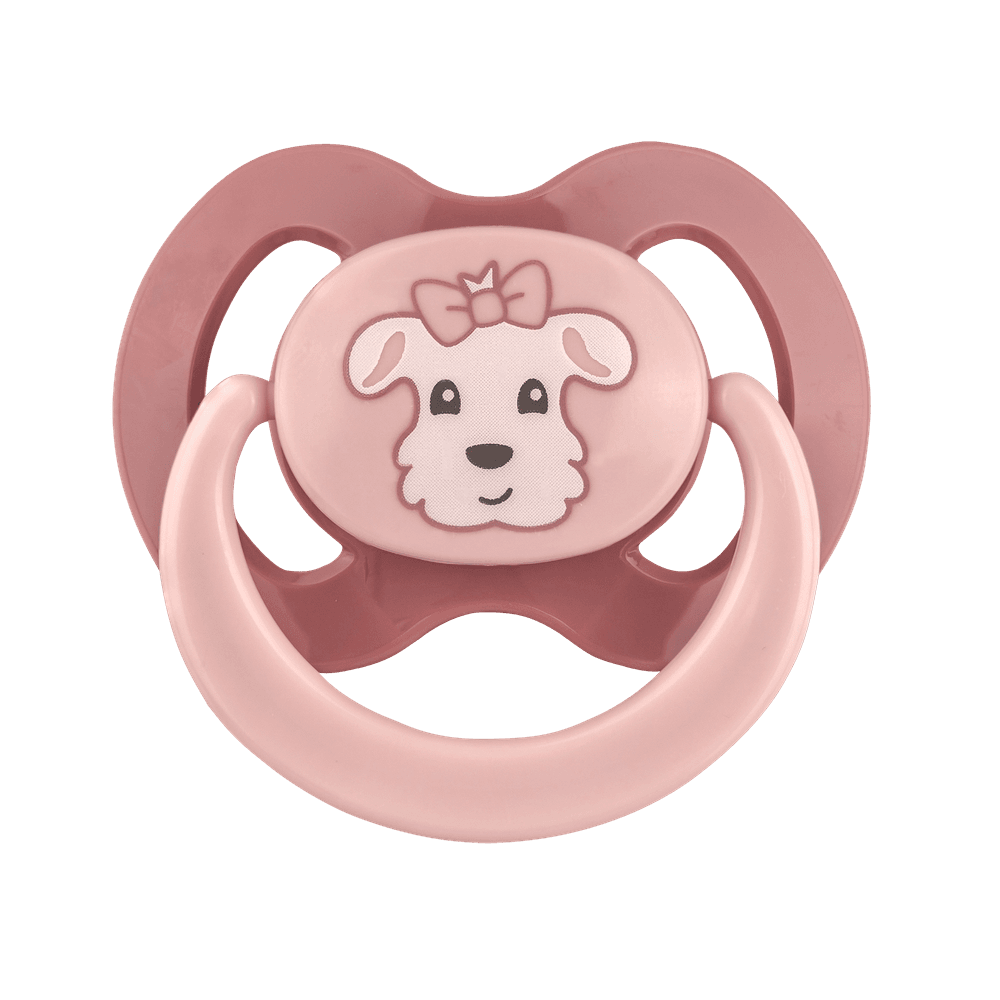 Babynova - Animal Print Silicone Soother With Ring - Pink - 2 Pc Set