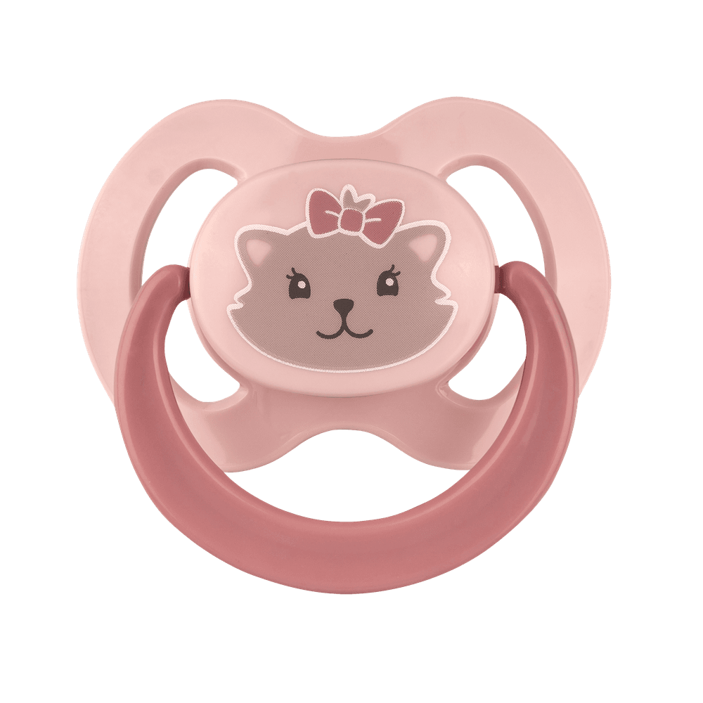 Babynova - Animal Print Silicone Soother With Ring - Pink - 2 Pc Set