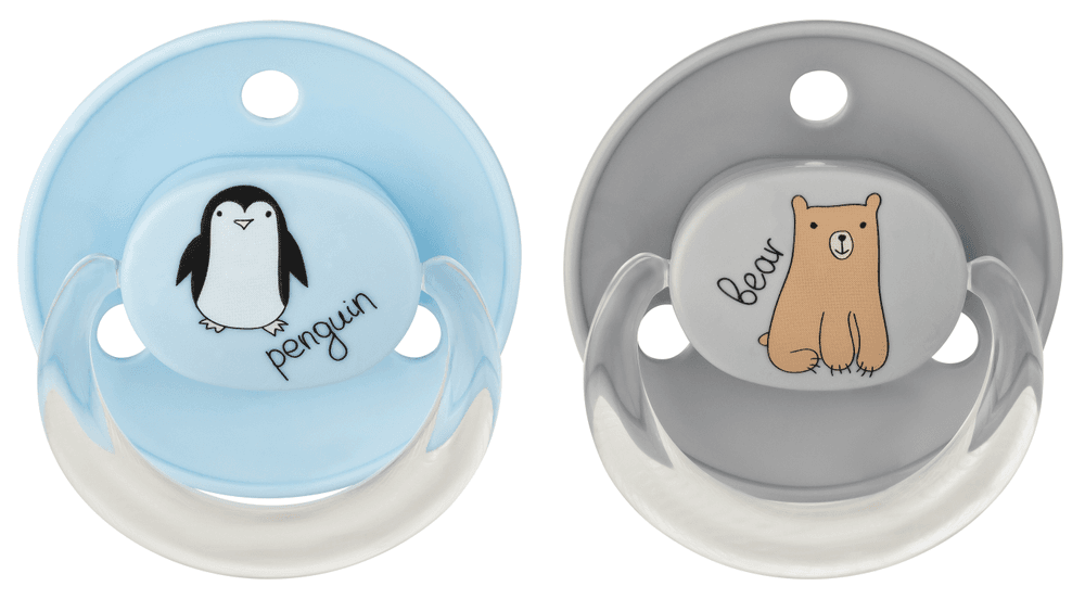 Babynova - Round Silicone Soother With Ring - Multicolor - 2 Pc Set