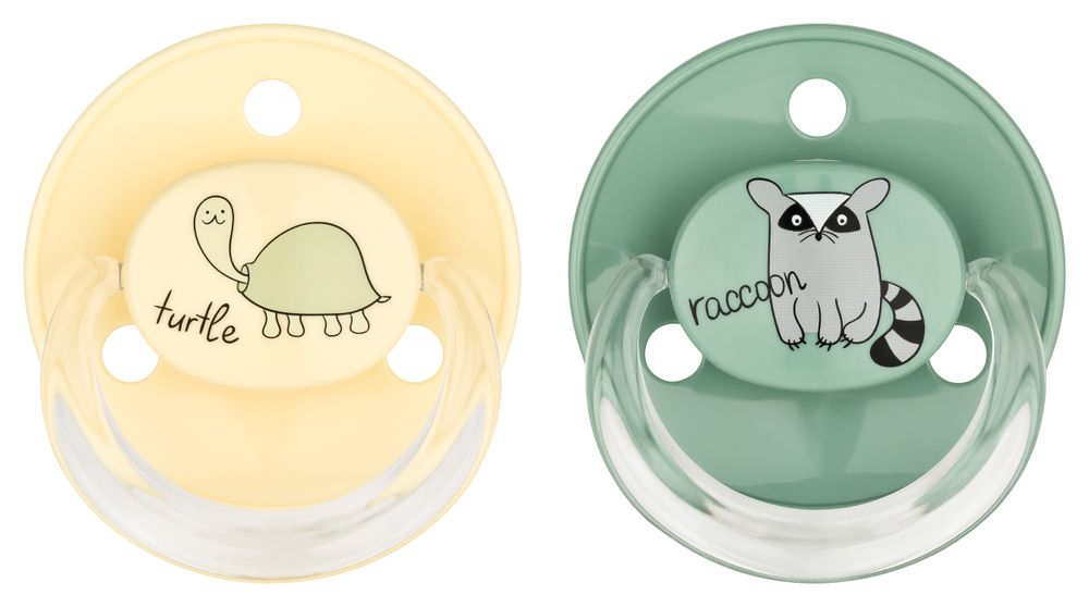 Babynova - Round Animal Print Silicone Soother - Multicolor - 2 Pc Set