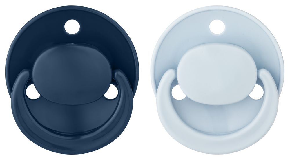 Babynova - Round Silicone Soother With Ring - Blue - 2 Pc Set