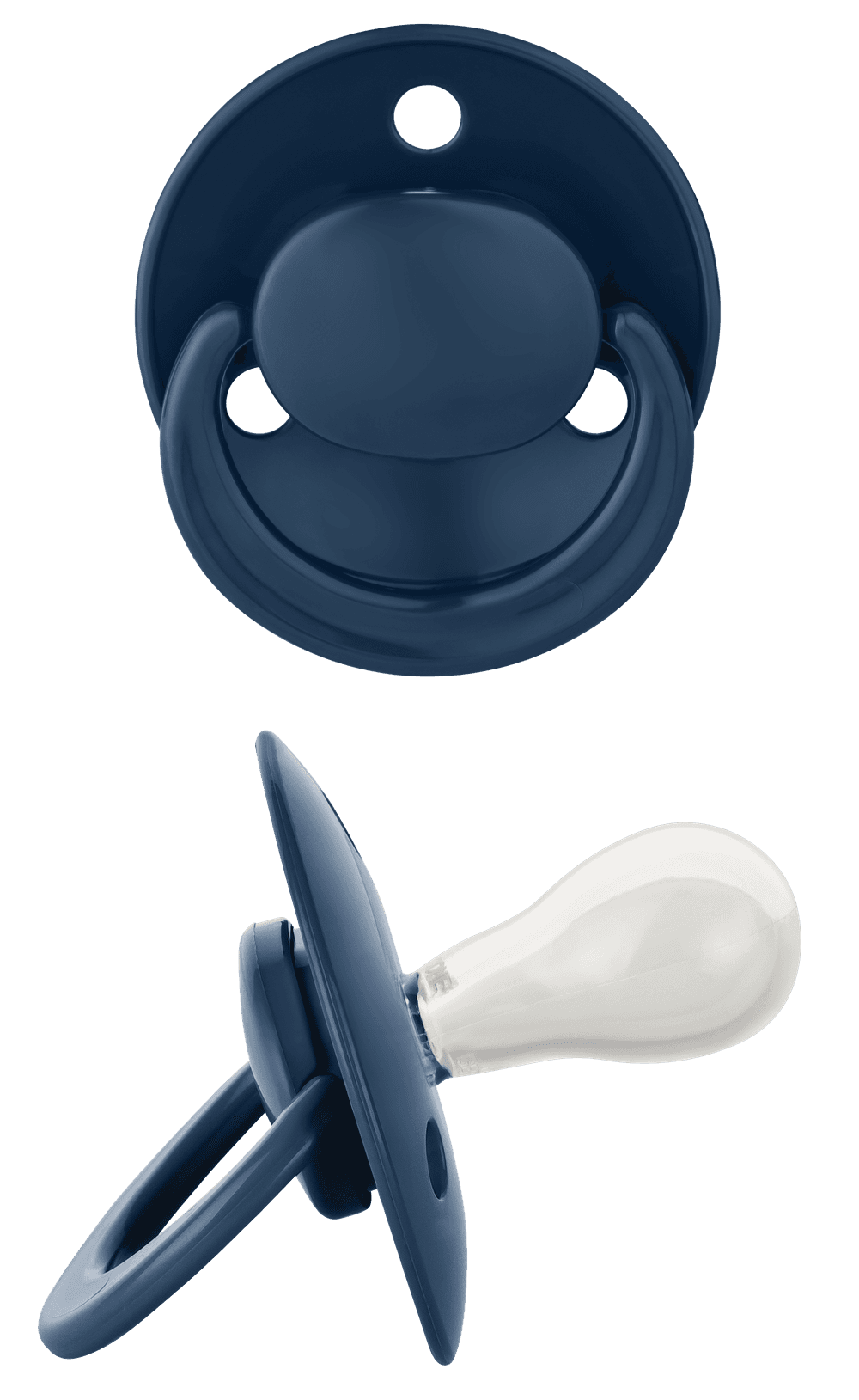 Babynova - Round Silicone Soother With Ring - Blue - 2 Pc Set