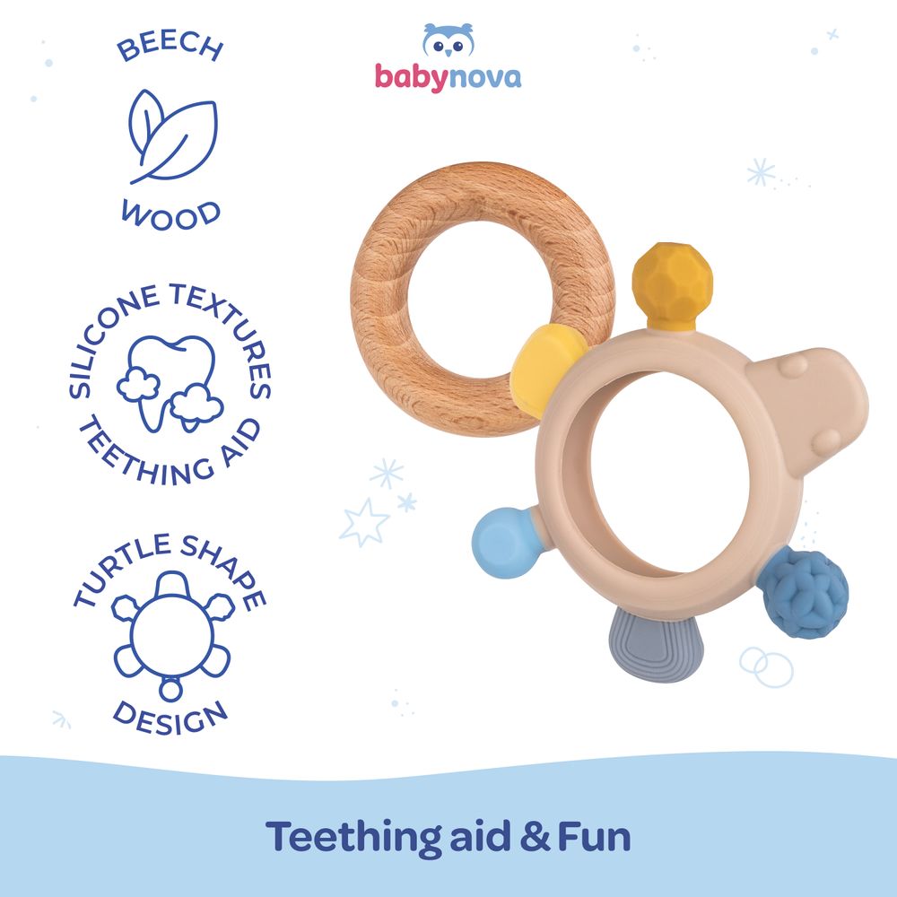 Babynova - Wood & Silicone Teether - Multicolor