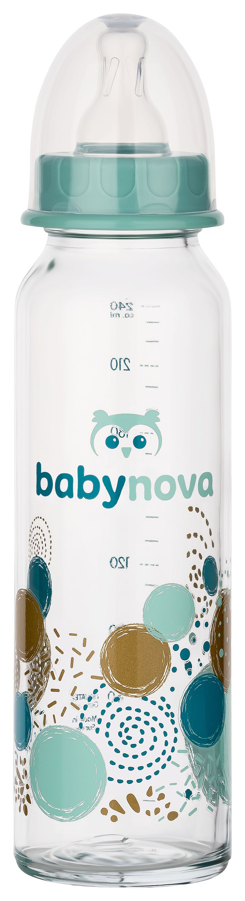 Babynova - Glass Baby Bottle - Blue - 240 ml