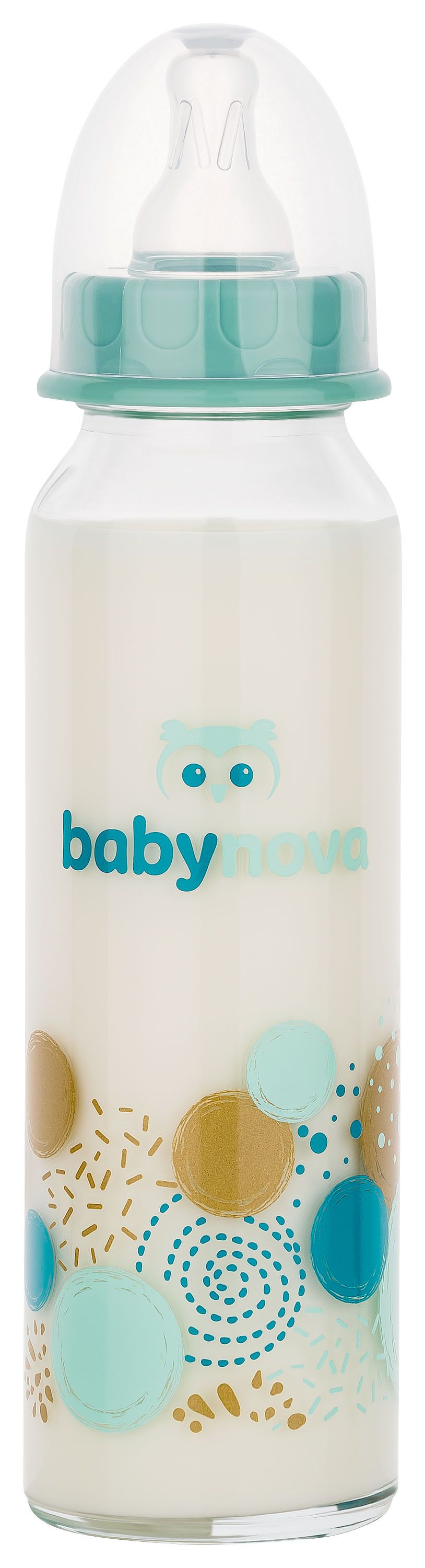 Babynova - Glass Baby Bottle - Blue - 240 ml