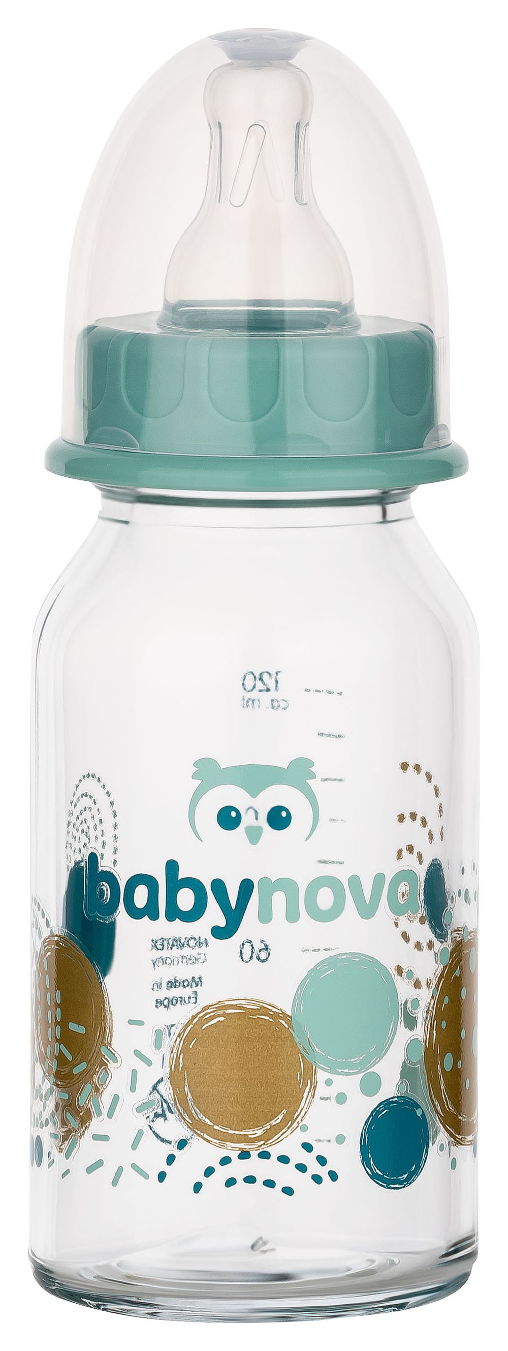 Babynova - Standard Neck Glass Baby Bottle - Blue - 120 ml