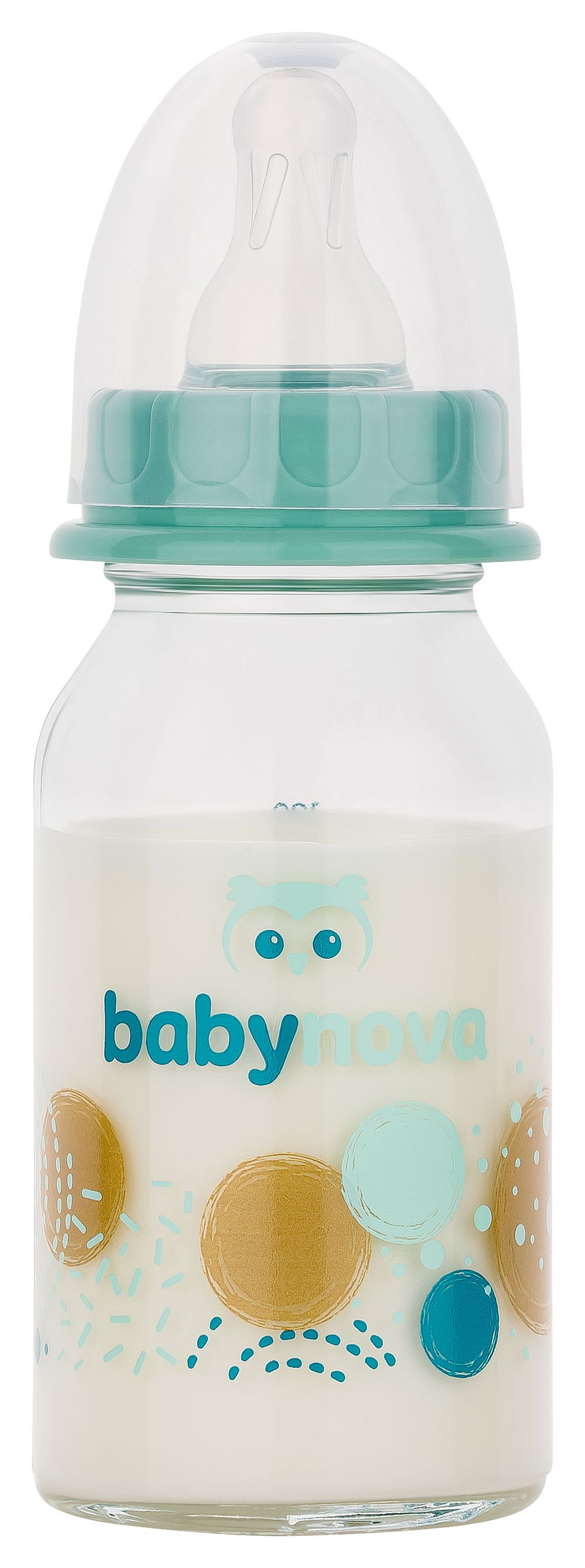 Babynova - Standard Neck Glass Baby Bottle - Blue - 120 ml