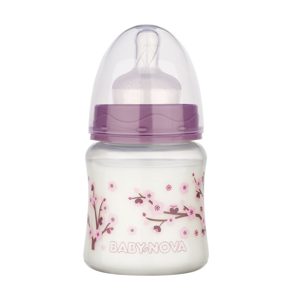 Babynova - Wide-Neck PP Baby Bottle - Purple - 150 ml