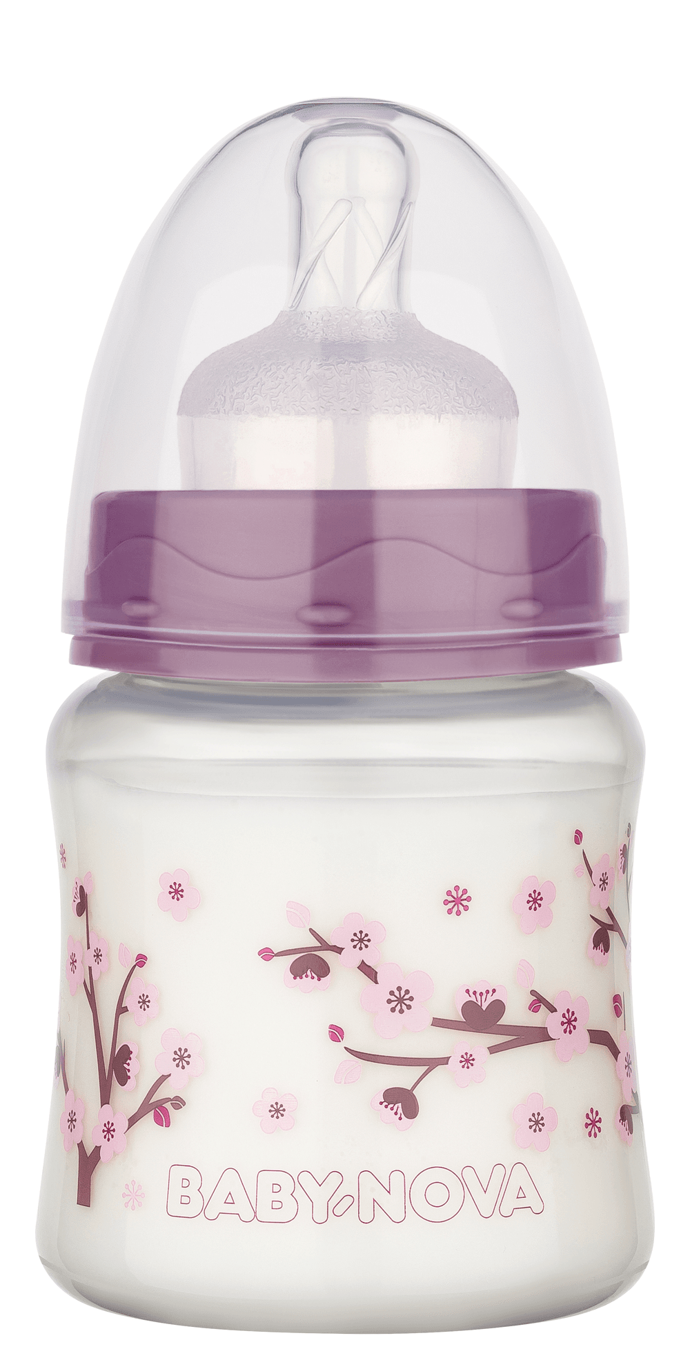 Babynova - Wide-Neck PP Baby Bottle - Purple - 150 ml