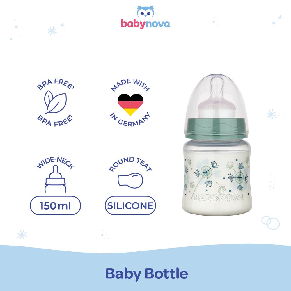 Babynova - Wide-Neck PP Baby Bottle - Green - 150 ml
