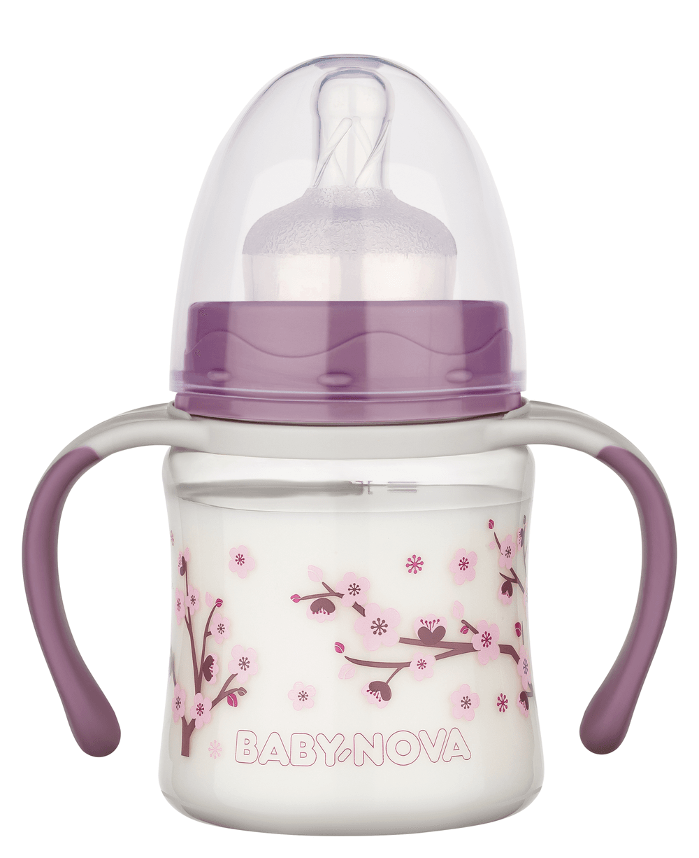 Babynova - Baby Learner Bottle With Handles - Purple - 150 ml