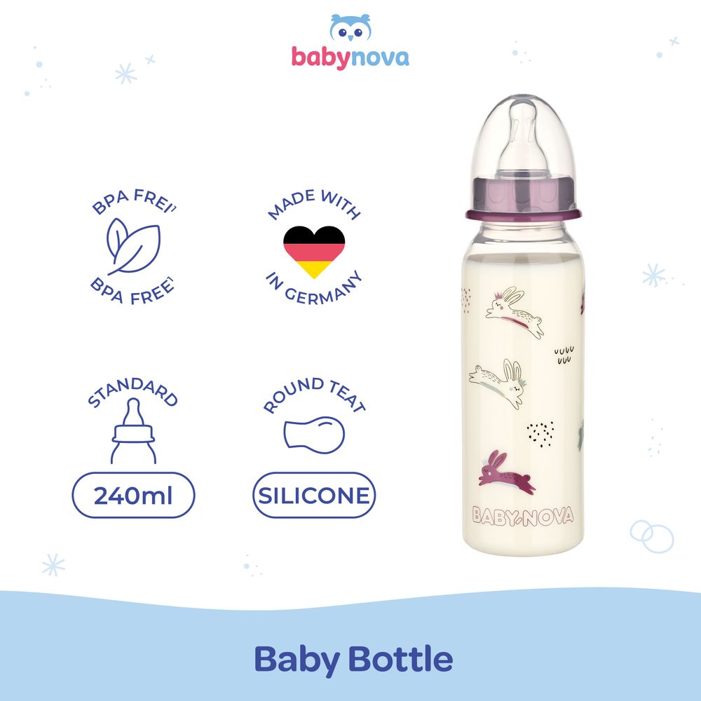 Babynova - PP Baby Bottle - Pink - 240 ml