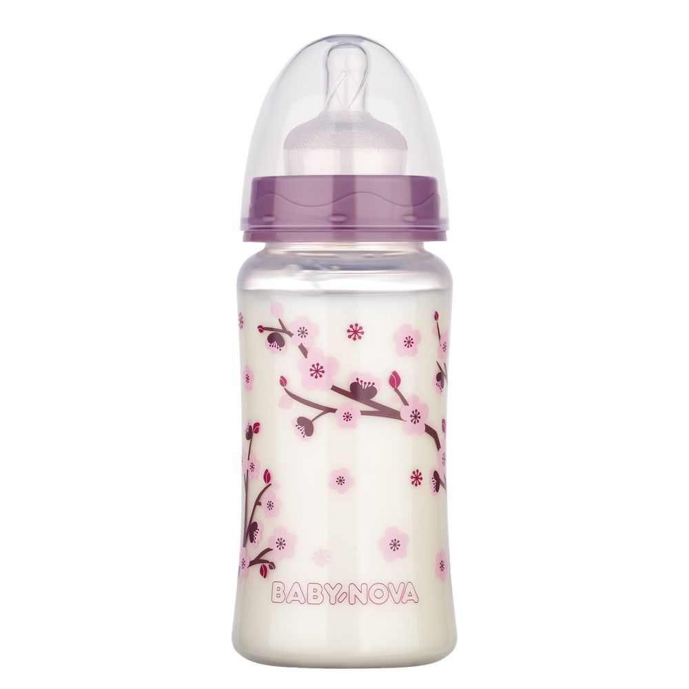 Babynova - Cherry Blossom PP Baby Bottle - Pink - 300 ml
