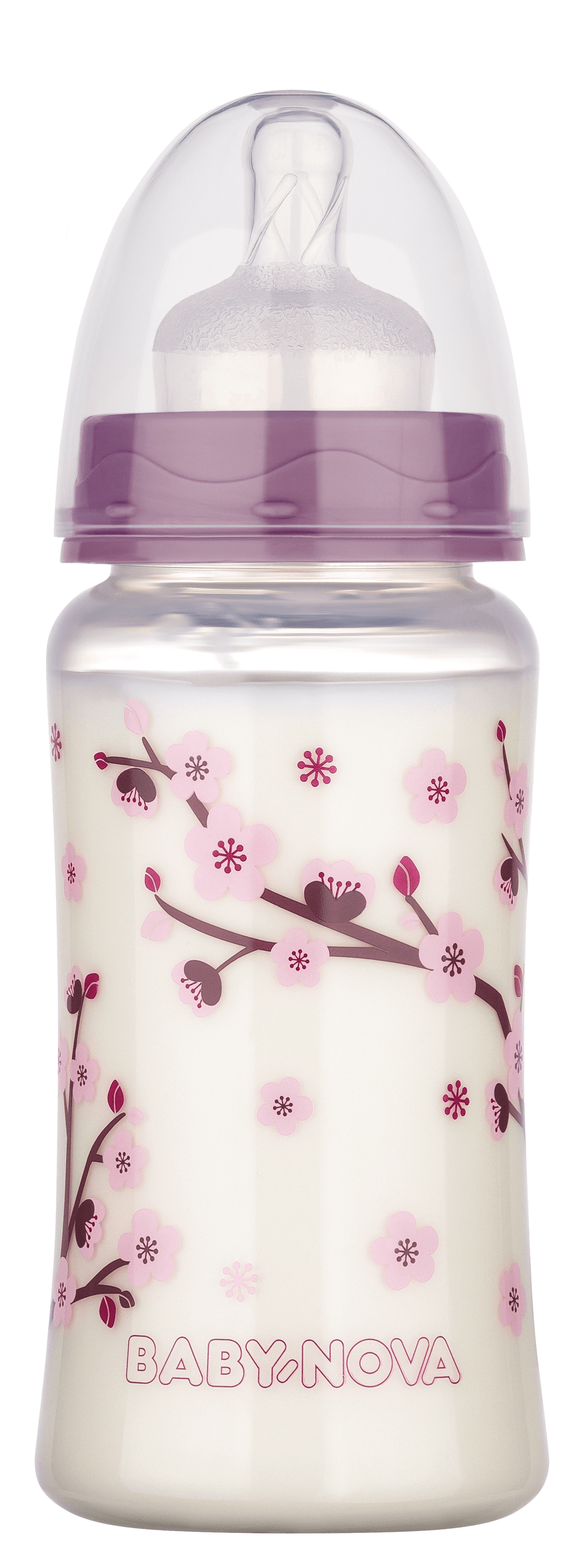Babynova - Cherry Blossom PP Baby Bottle - Pink - 300 ml
