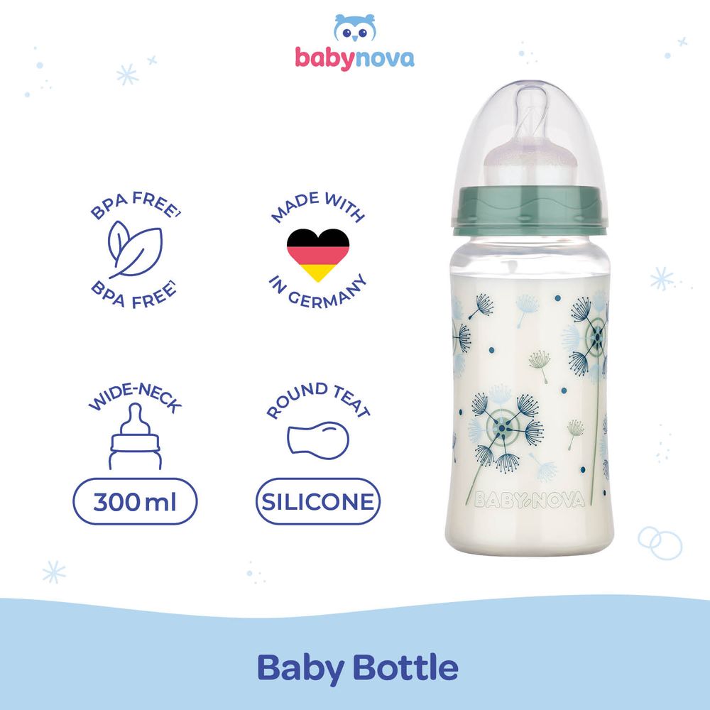 Babynova - Wide-Neck PP Baby Bottle - Green - 300 ml