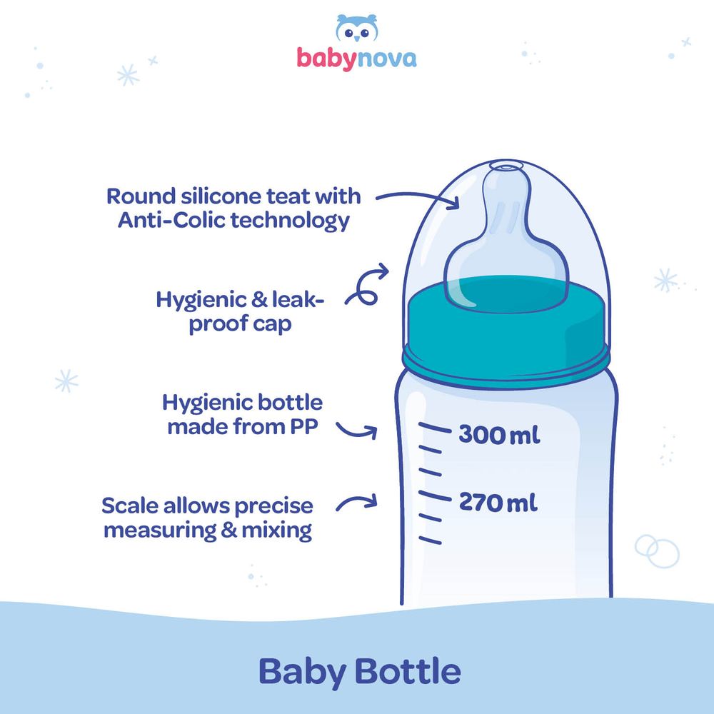 Babynova - Wide-Neck PP Baby Bottle - Green - 300 ml