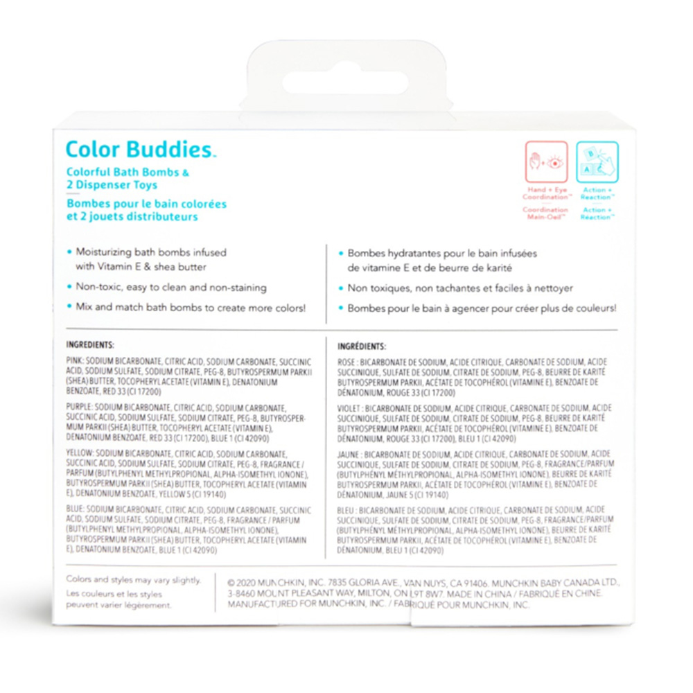 Munchkin - Color Buddies - Colorful Bath Bombs & Dispenser Toys Set - 22 Pcs