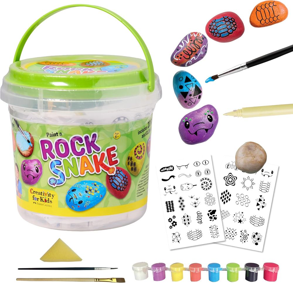 Creativity For Kids - Rock Snake Bucket Kit - 25 Pc Set