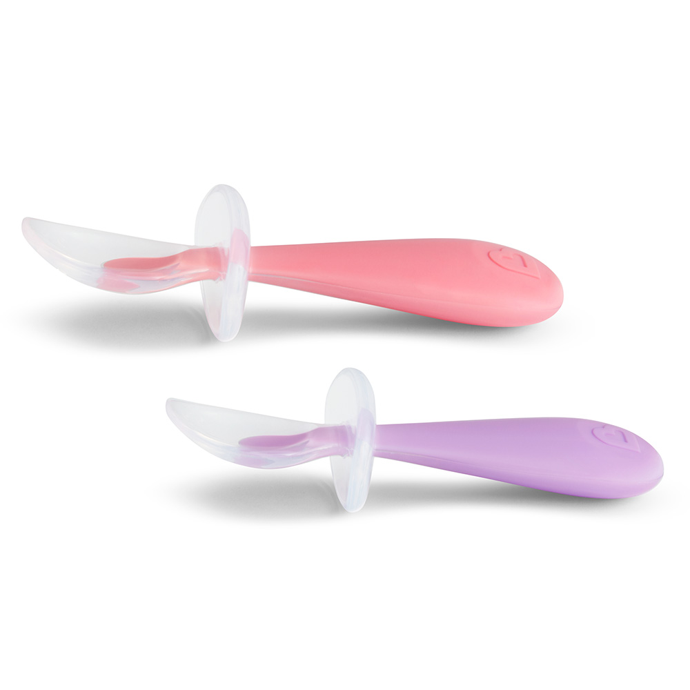Munchkin Gentle Scoop Silicone Training Spoons Set - Pink/Purple - 2 Pcs