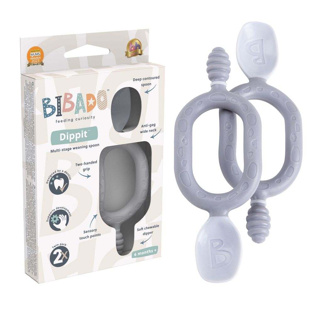 Bibado Dippit Multi-Stage Weaning Spoon Set - Mist - 2 Pcs