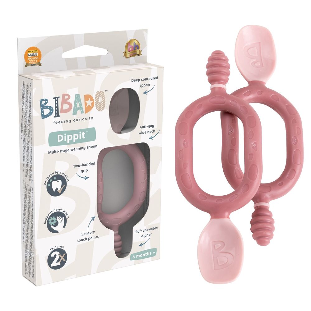 Bibado - Dippit Multi-Stage Weaning Spoon Set - Blush - 2 Pcs