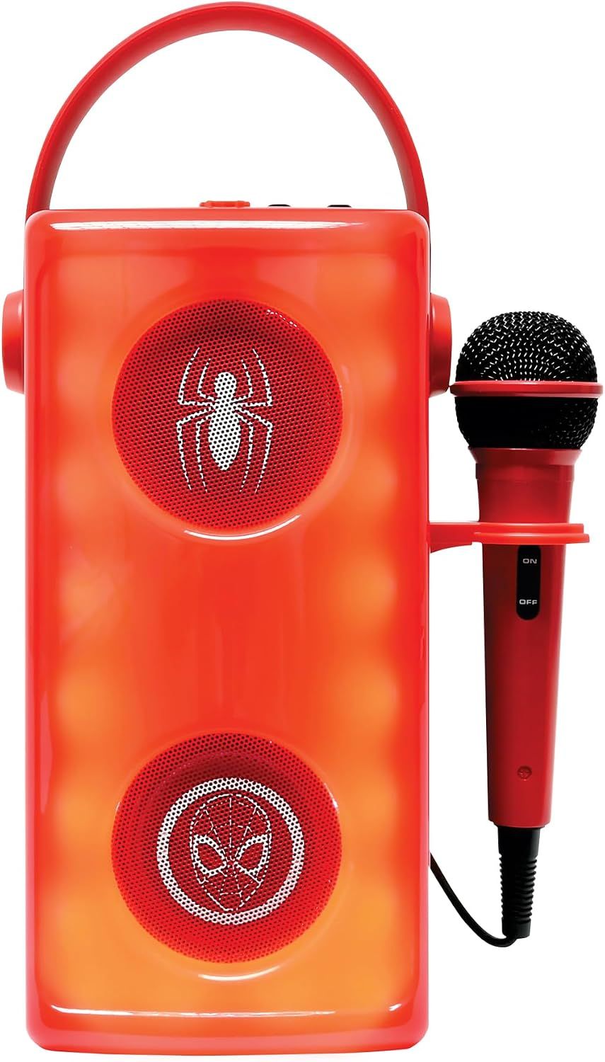 Lexibook - Spiderman Luminous Bluetooth Speaker With Microphone - Red/Blue