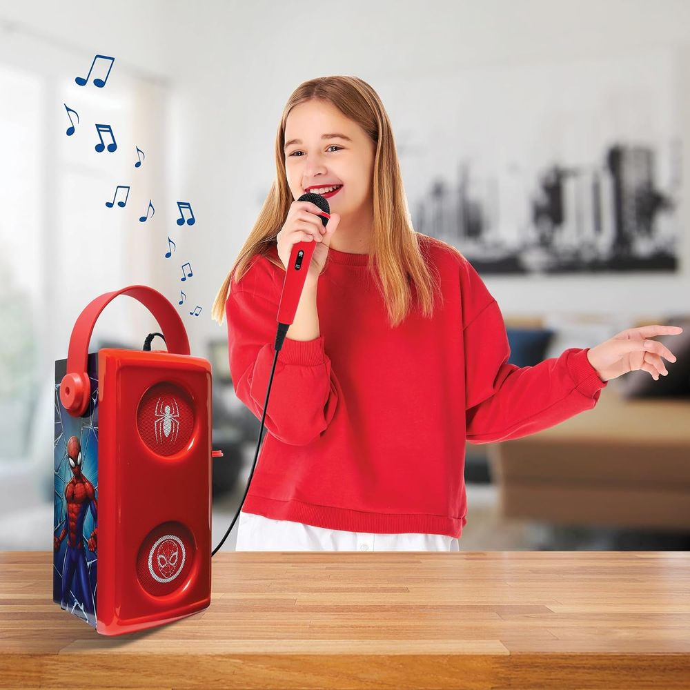 Lexibook - Spiderman Luminous Bluetooth Speaker With Microphone - Red/Blue