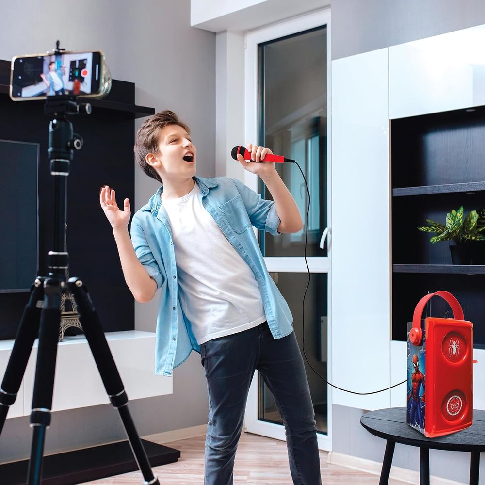Lexibook - Spiderman Luminous Bluetooth Speaker With Microphone - Red/Blue