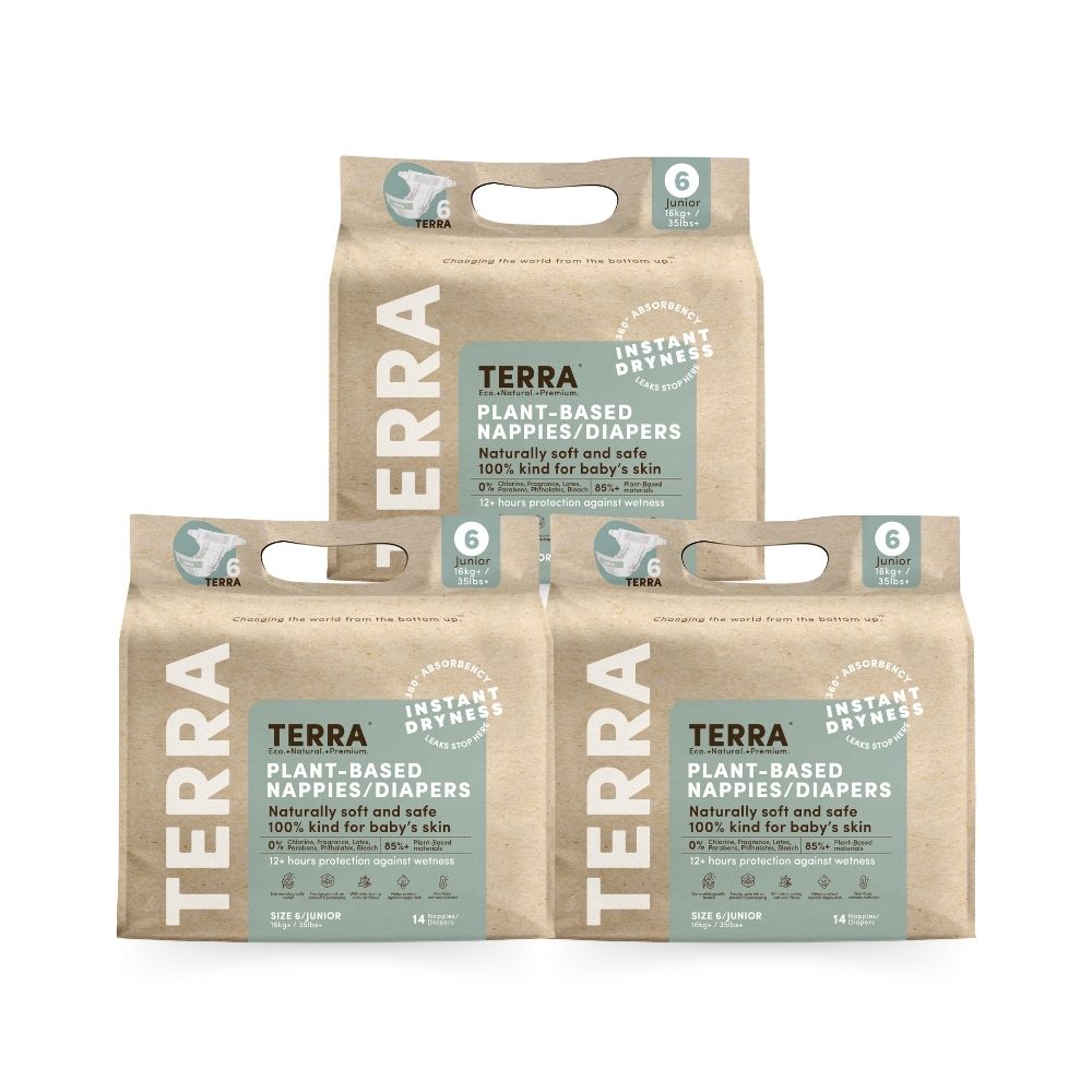 Terra - Plant-Based Diapers - Size 6 Junior - 16 kg Plus - Pack of 3 - 42 Pcs