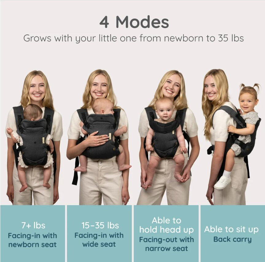 Infantino - Flip Luxe 4-In-1 Ergonomic Convertible Baby Carrier - 7-35 Lbs - Grey