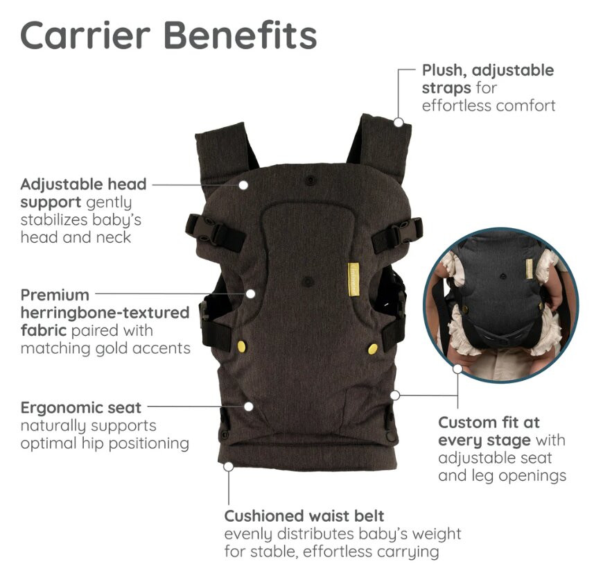 Infantino - Flip Luxe 4-In-1 Ergonomic Convertible Baby Carrier - 7-35 Lbs - Grey