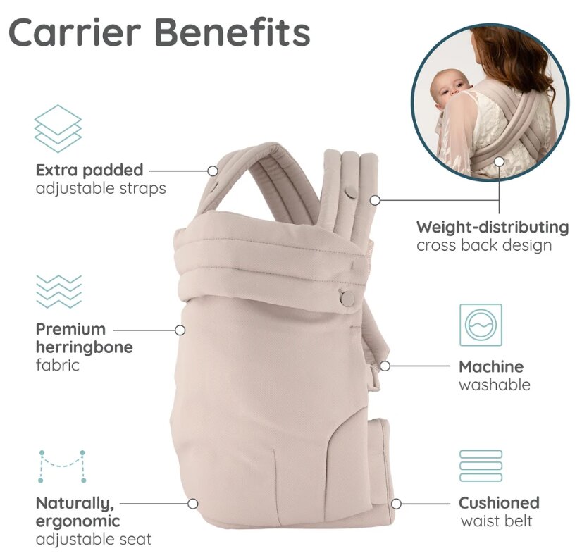 Infantino - Honey Blossom Ergonomic Baby Carrier - 7-40 Lbs -  Toasted Almond