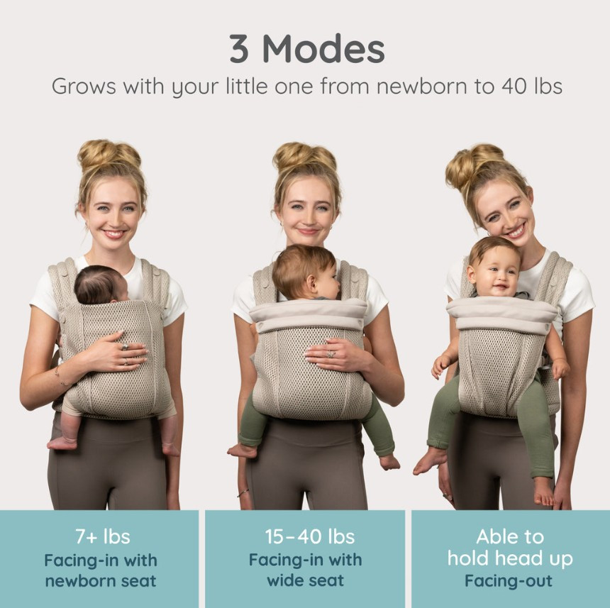 Infantino - Honey Blossom Airy Ergonomic Baby Carrier - 7-40 Lbs - Moon Beam