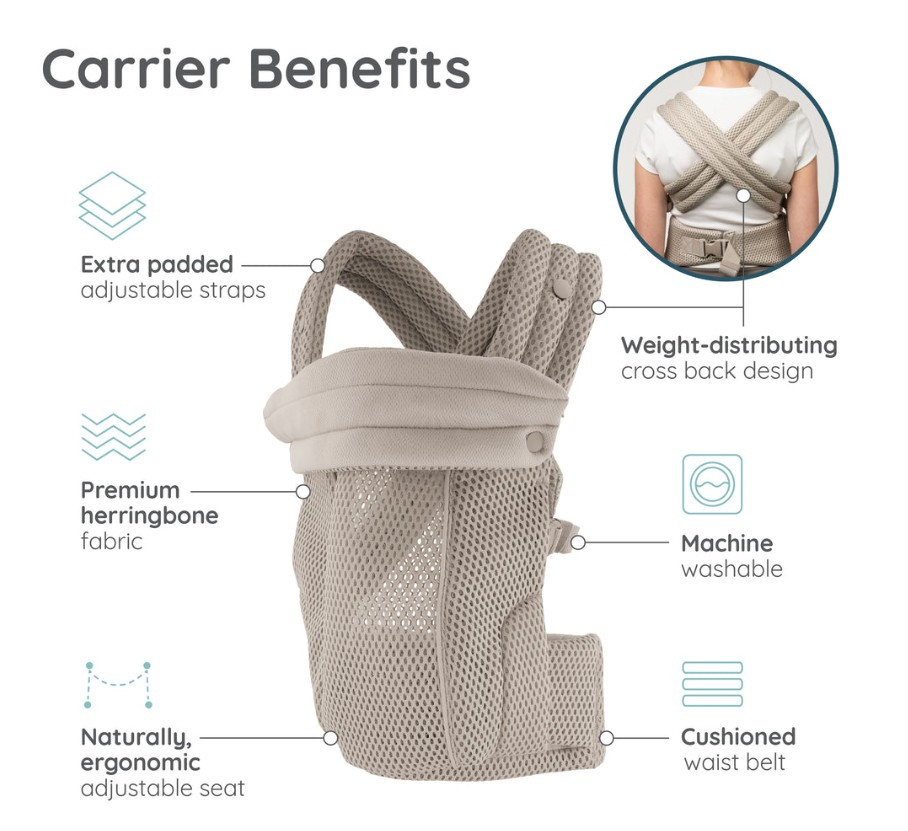 Infantino - Honey Blossom Airy Ergonomic Baby Carrier - 7-40 Lbs - Moon Beam