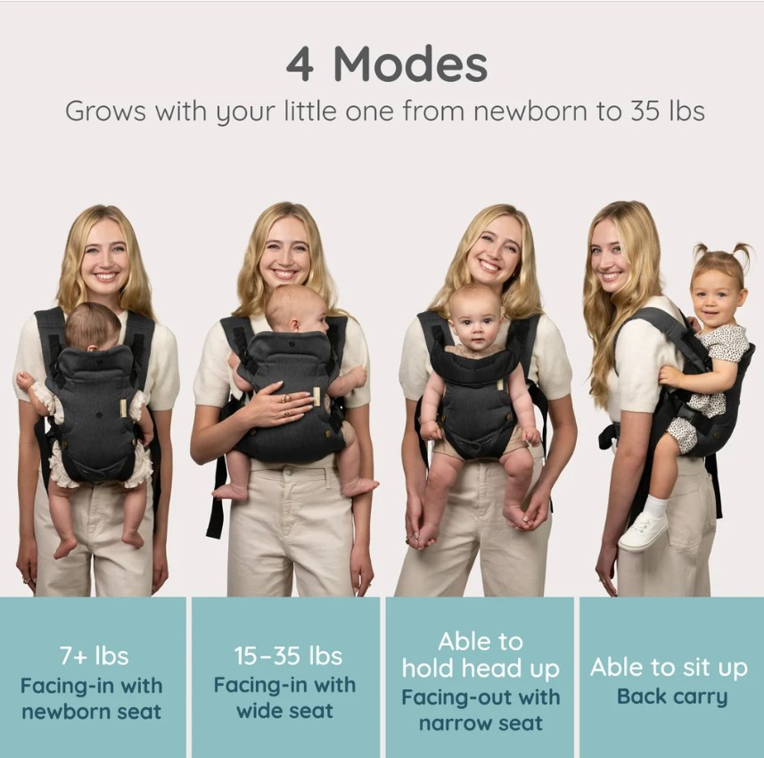 Infantino - Flip Luxe 4-In-1 Ergonomic Convertible Baby Carrier - 7-35 Lbs - Affogato