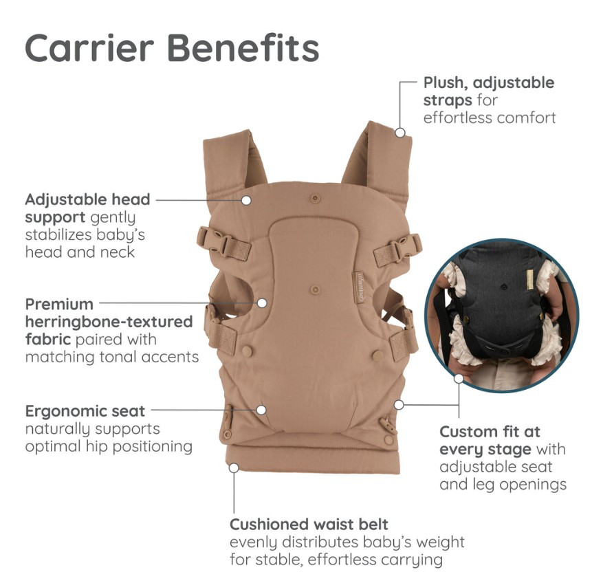 Infantino - Flip Luxe 4-In-1 Ergonomic Convertible Baby Carrier - 7-35 Lbs - Affogato