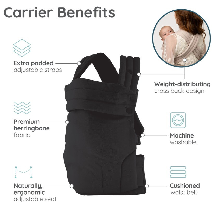 Infantino - Honey Blossom Ergonomic Baby Carrier - 7-40 Lbs - Black Sand