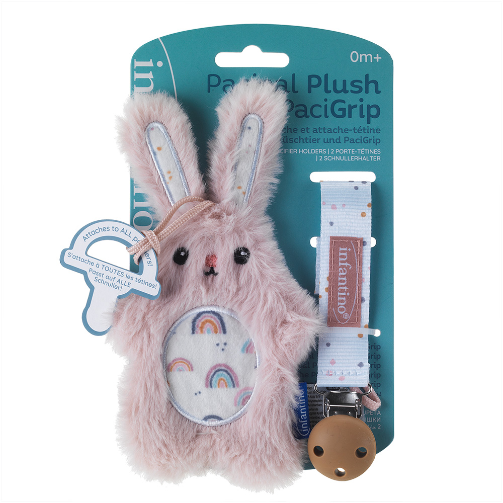 Infantino - Pacipal Plush & Pacigrip Combo 2pc Set - Bunny Pink