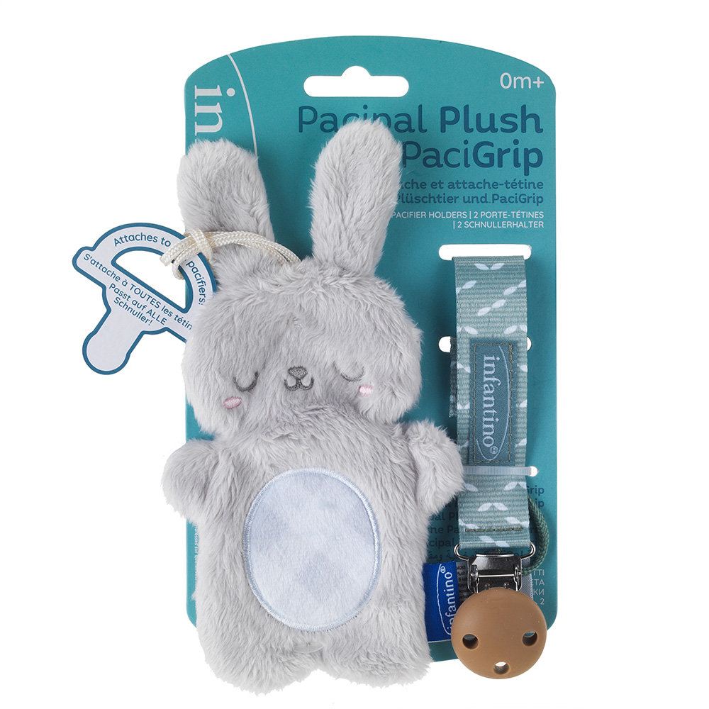 Infantino - Pacipal Plush & Pacigrip Combo 2pc Set - Bunny Grey