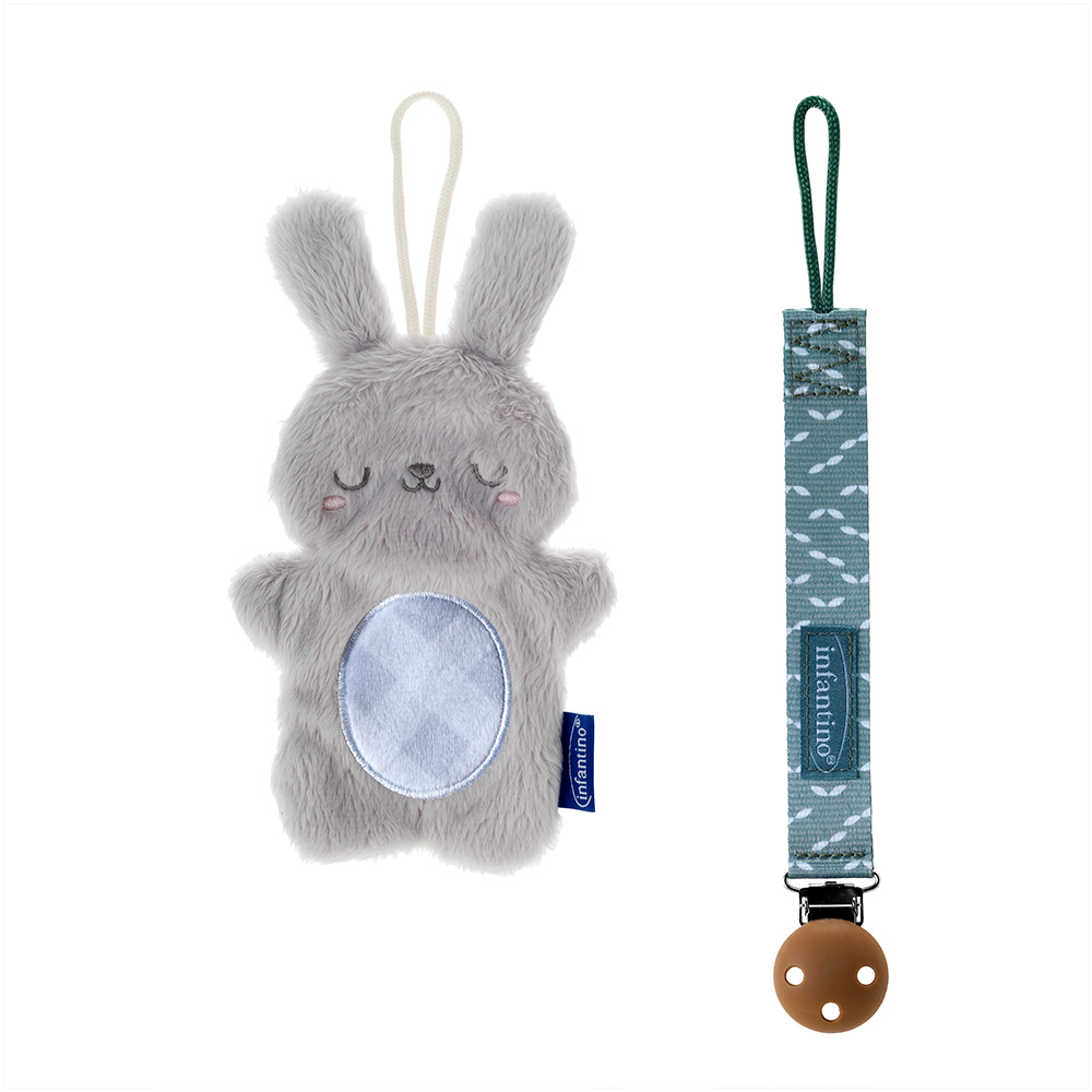 Infantino - Pacipal Plush & Pacigrip Combo 2pc Set - Bunny Grey