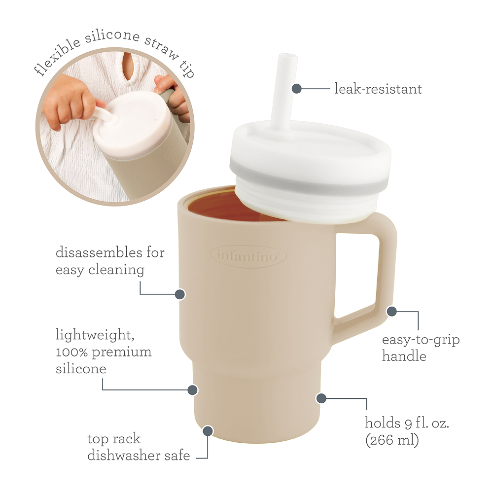 Infantino - My 1st Tumbler With Straw And Handle - Sand - 266ml