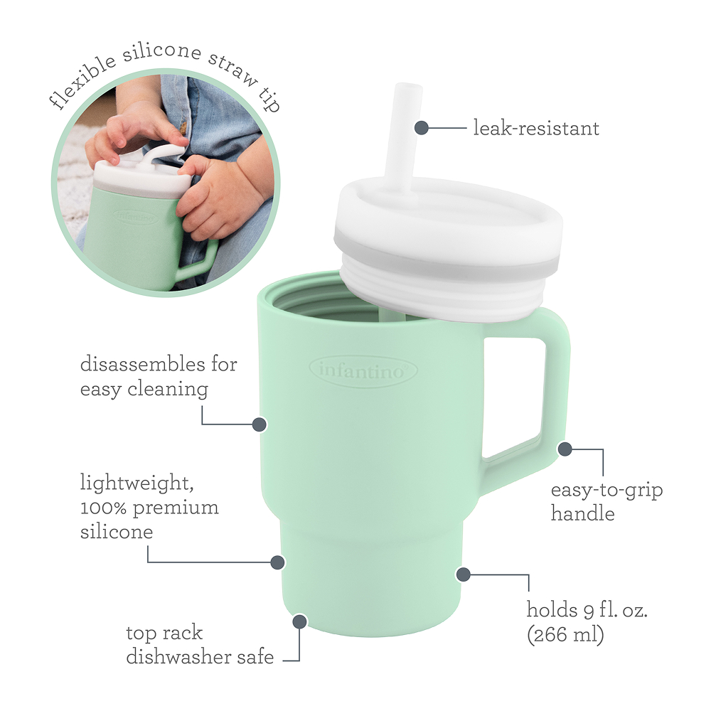 Infantino - My 1st Tumbler With Straw And Handle - Cool Mint - 266ml