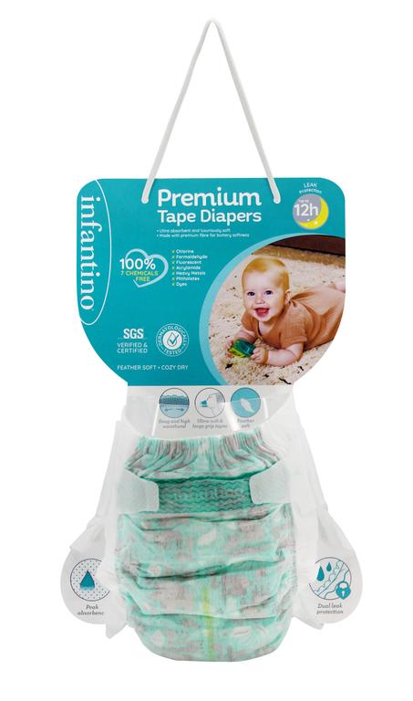 Infantino - Premium Tape Diapers - Super Jumbo Box - Newborn - 3-5 kg - Pack of 3 - 240 Pcs