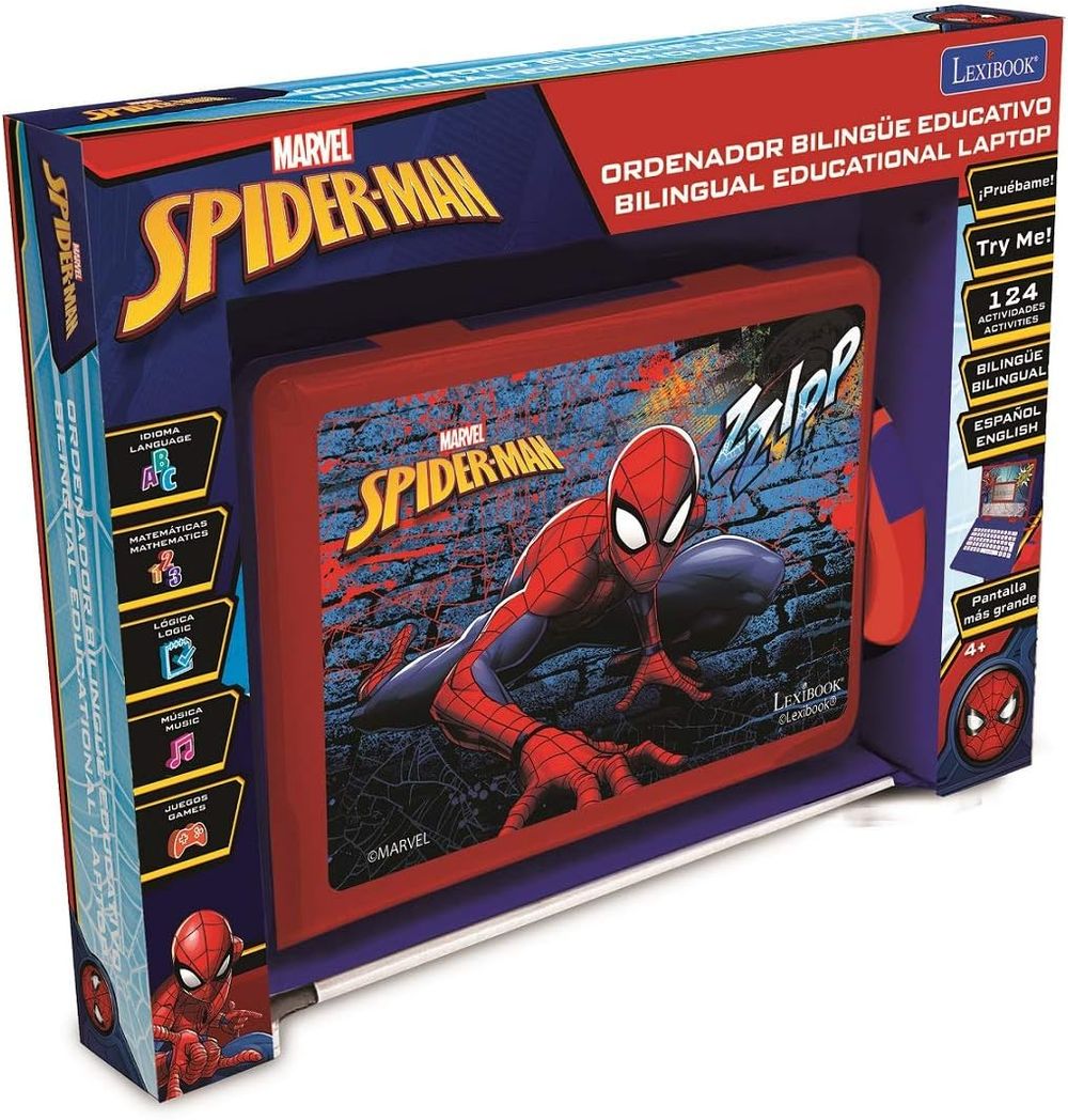 Lexibook - Kids Spiderman Educational Bilingual Laptop - Red/Blue