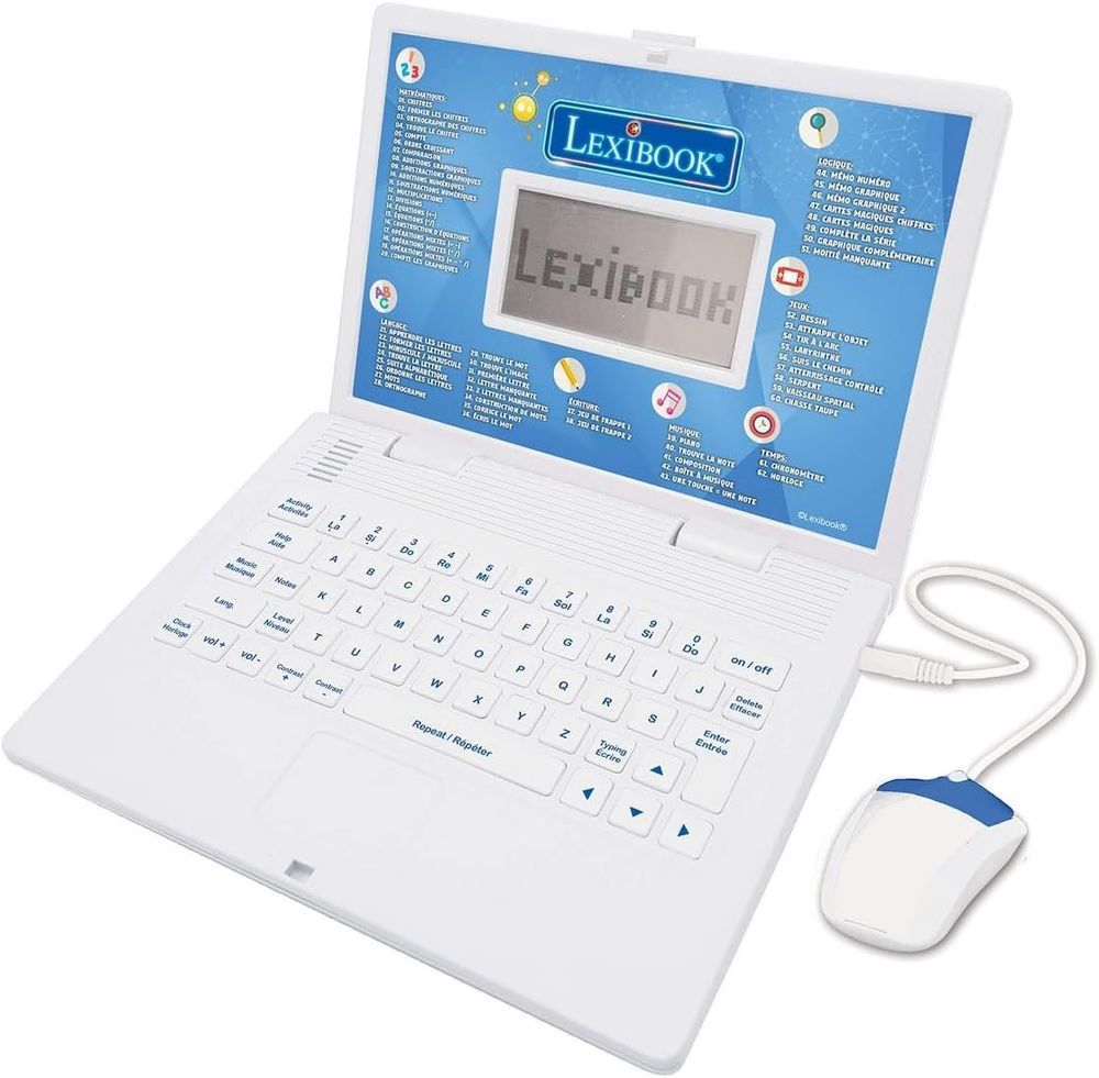 Lexibook - Kids Educational Bilingual Laptop Toy - White/Blue