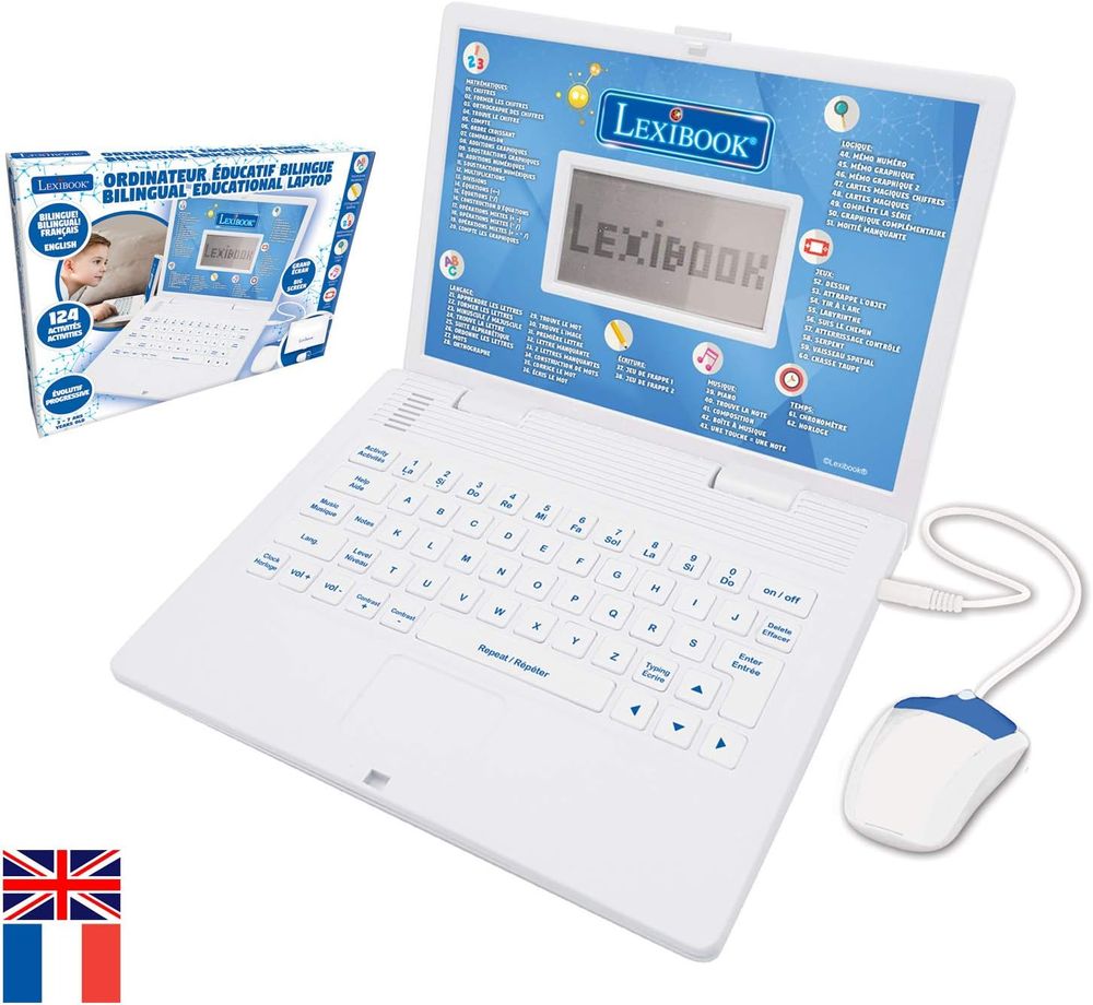 Lexibook - Kids Educational Bilingual Laptop Toy - White/Blue