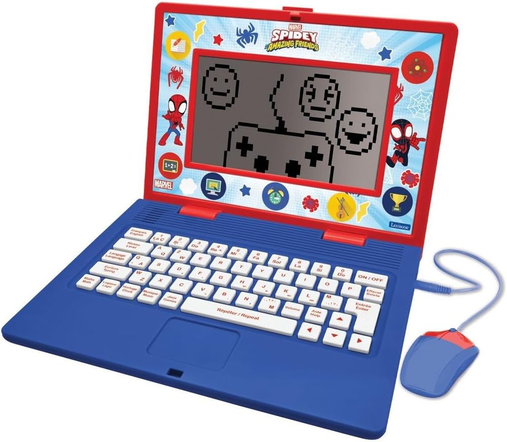 Lexibook - Spidey And His Amazing Friends Educational Bilingual Laptop - Red/Blue