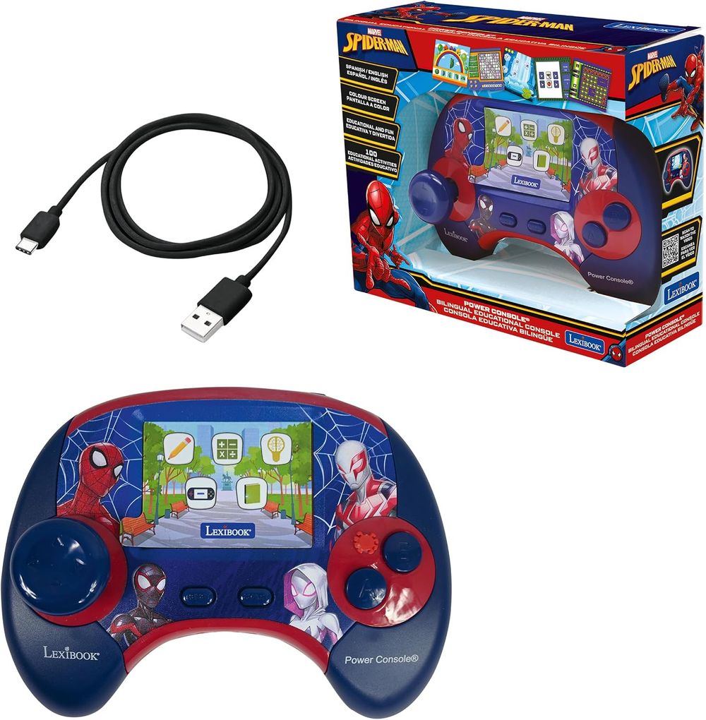Lexibook - Spiderman Power Console Educational Game Console - Blue/Red